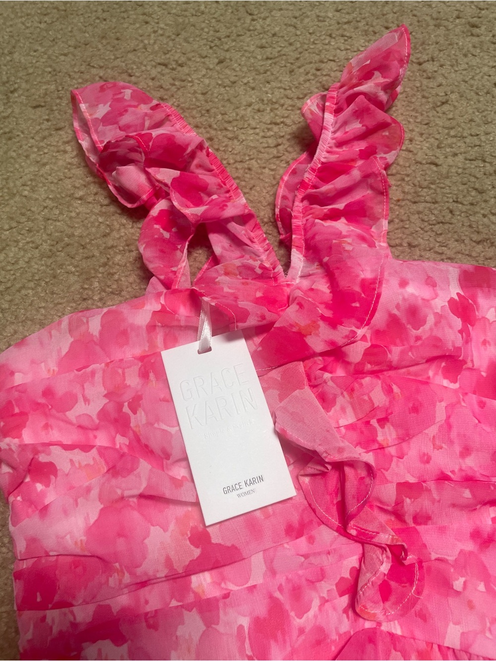 Pink Floral Ruffled Sundress - Picture 4 of 7